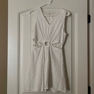 altard state white lace dress. cut outs in middle.